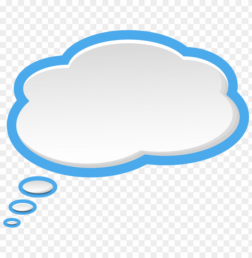cloud thought bubble thinking speech blue border PNG image with transparent background@toppng.com