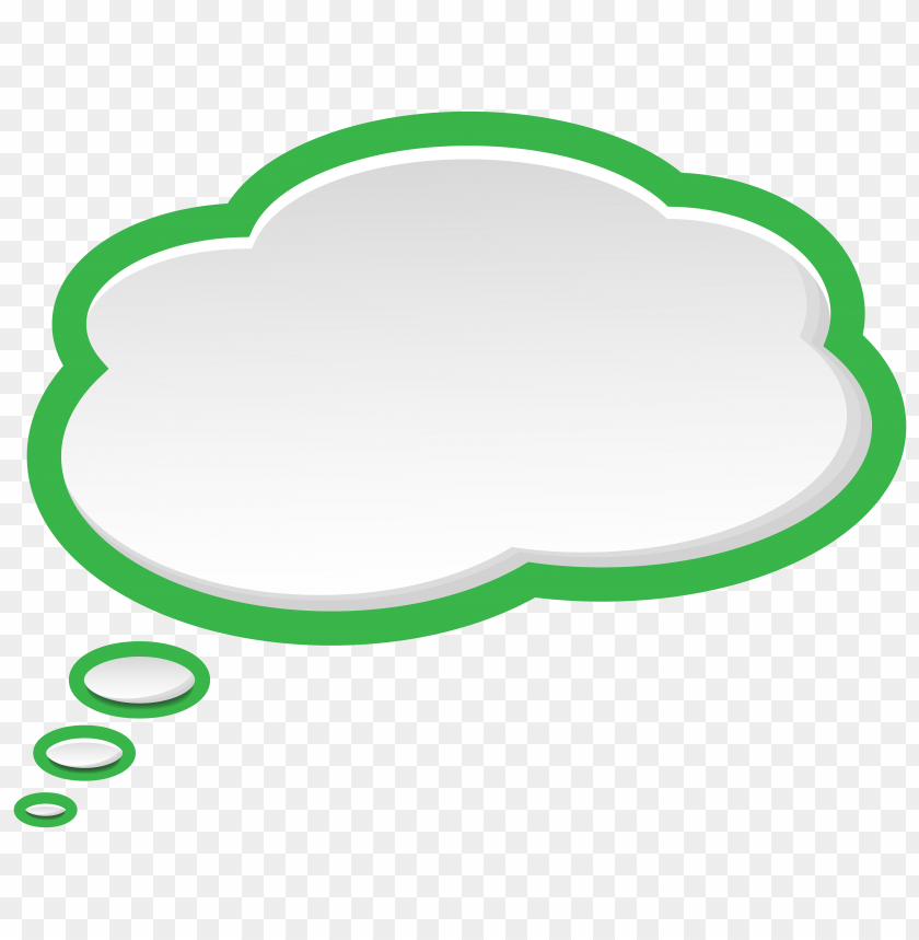 Cloud Thought Bubble Thinking Speech Green Border PNG Image With Transparent Background