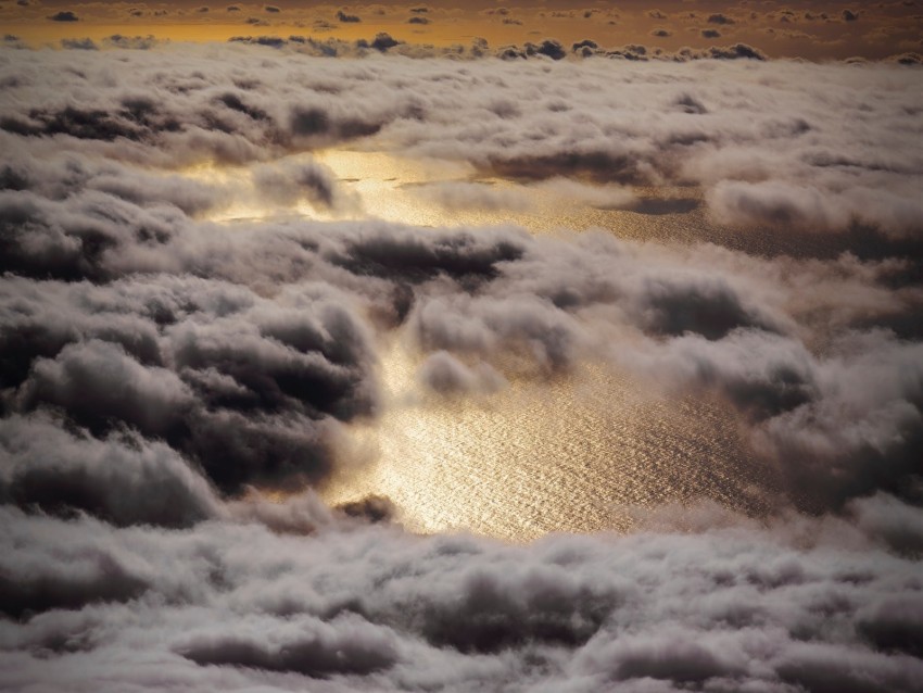 clouds, sea, aerial view, height, overview