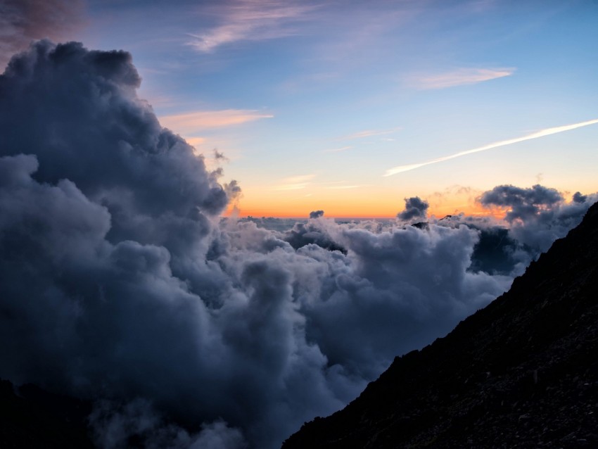 clouds, sky, height, horizon, overview