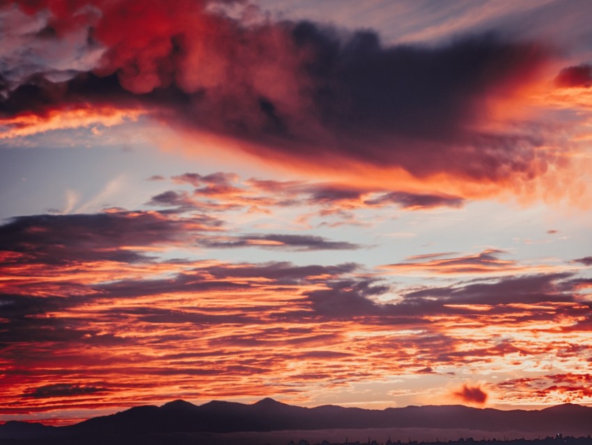 Clouds Sunset Mountains Red Fiery Background Toppng