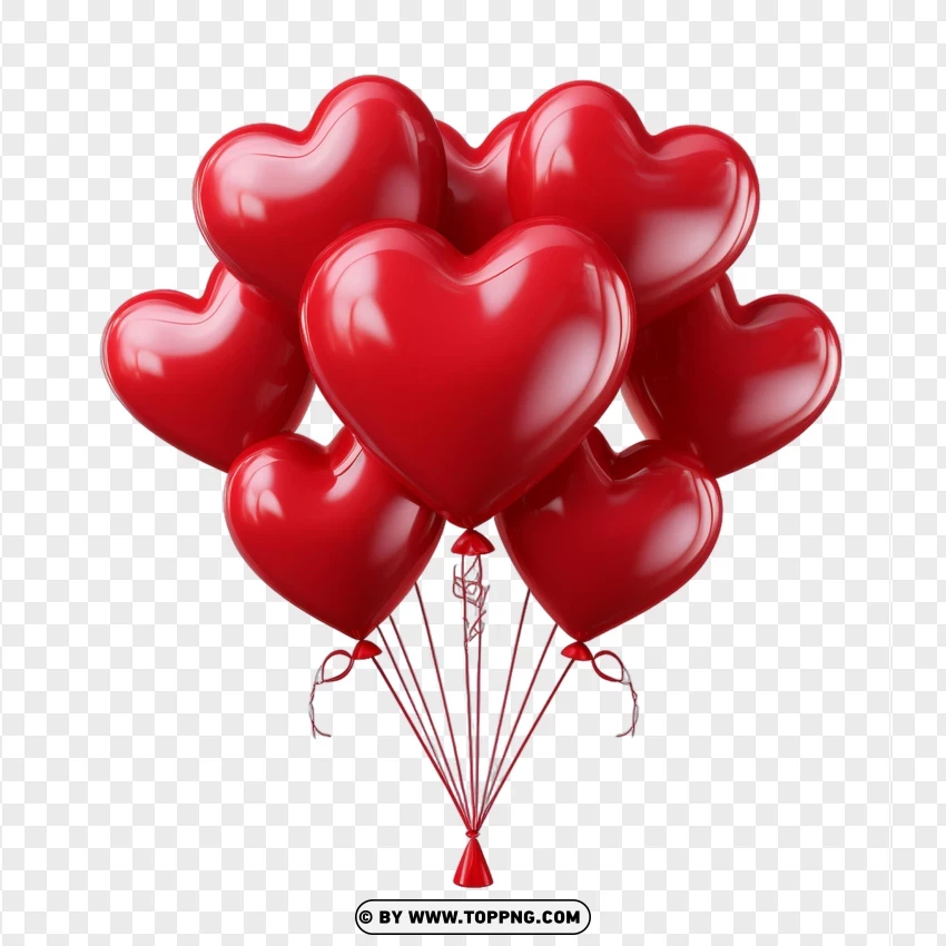 Cluster Of Red Heart Balloons Image PNG Transparent Background