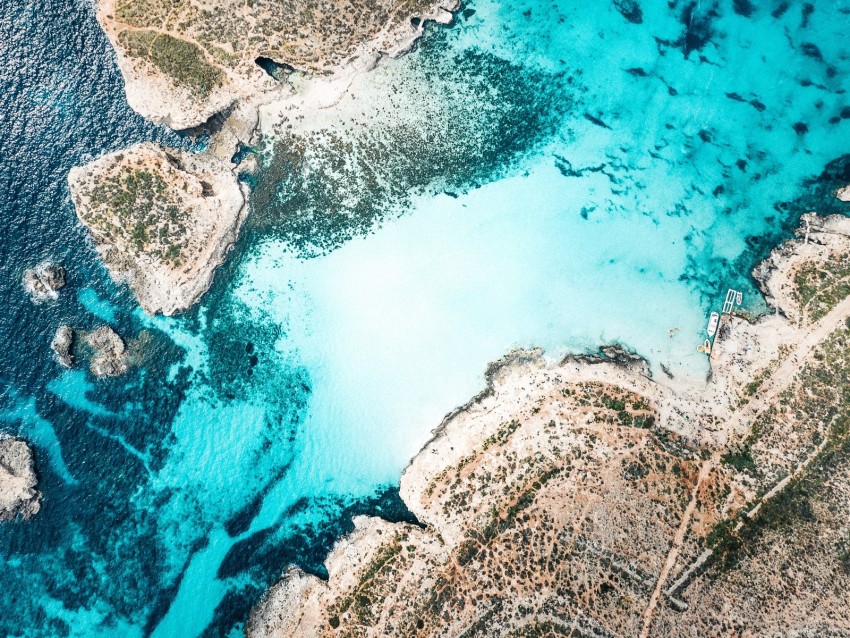 coast, channel, island, sea, aerial view, malta