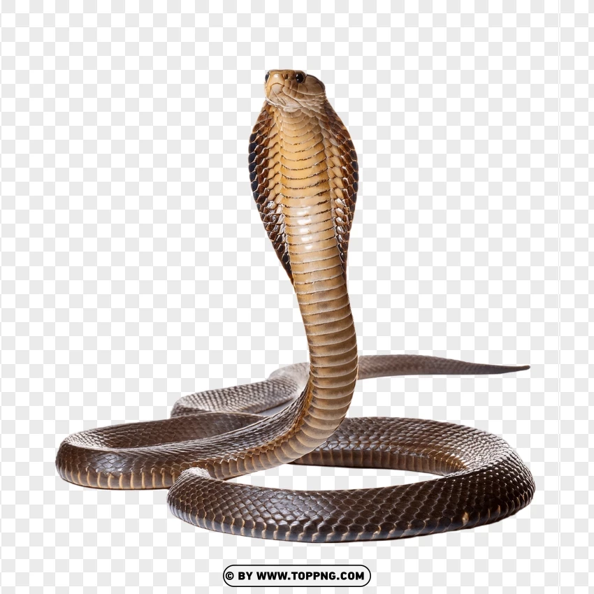 Cobra Snake Looking Alert With Raised Hood PNG Transparent Background