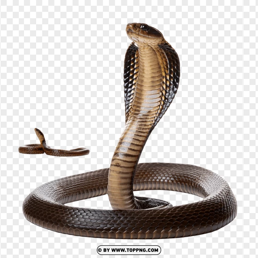Coiled Cobra Snake With Raised Hood PNG Transparent Background