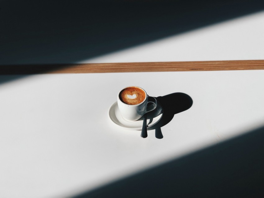 coffee, cup, shadows, minimalism