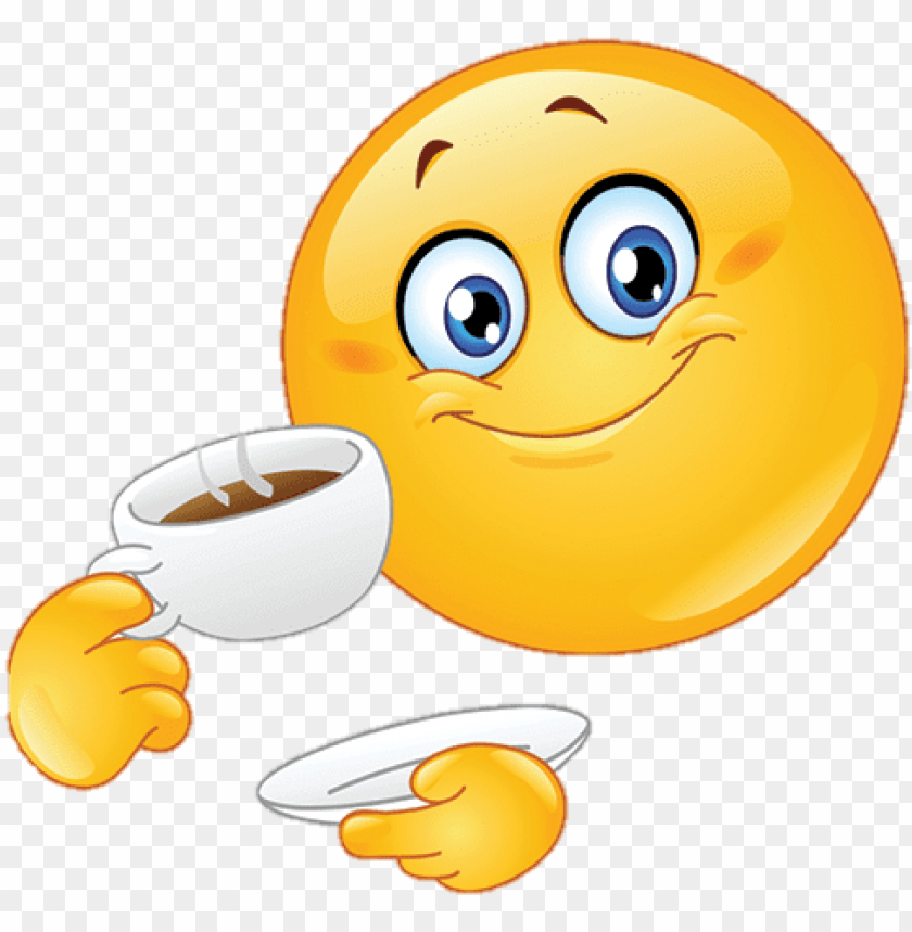 Coffee Smiley Emoji Drinking Coffee PNG Image With Transparent Background