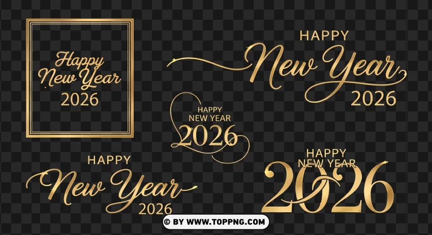Collection Of Luxury 2026 Happy New Year PNG Transparent Background