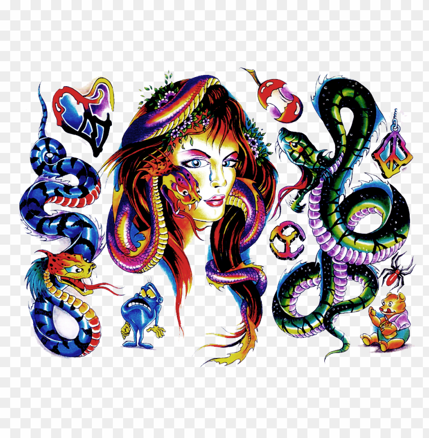 color tattoo snakes clipart woman face PNG image with transparent background@toppng.com
