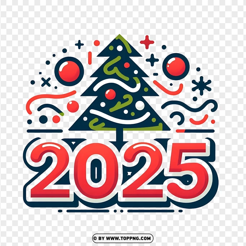 Colorful 2025 Embroidery Effect Hd PNG Transparent Background