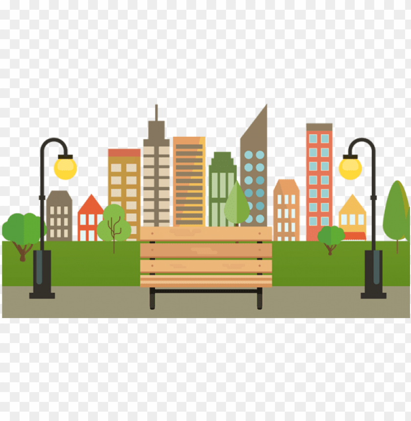 Colorful Building City With Bench Vector Png City Vector Graphics Png Image With Transparent Background Toppng