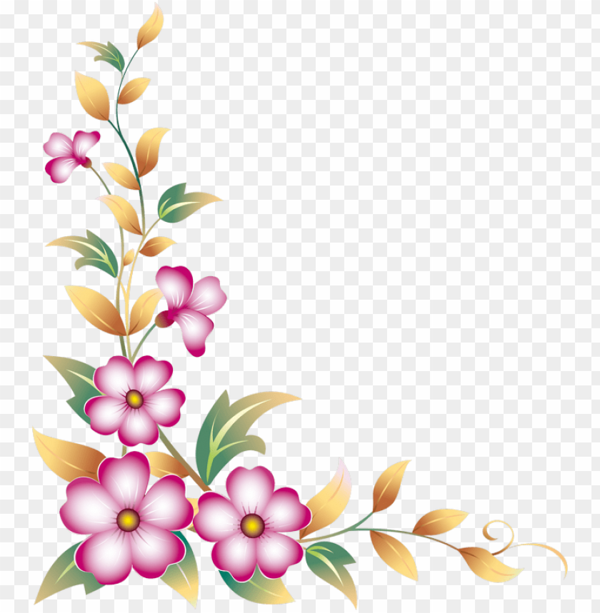 Colorful Floral Corner Borders Png PNG Transparent With Clear ...