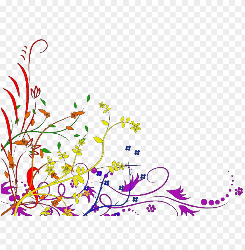 colorful floral corner borders png PNG image with transparent background |  TOPpng