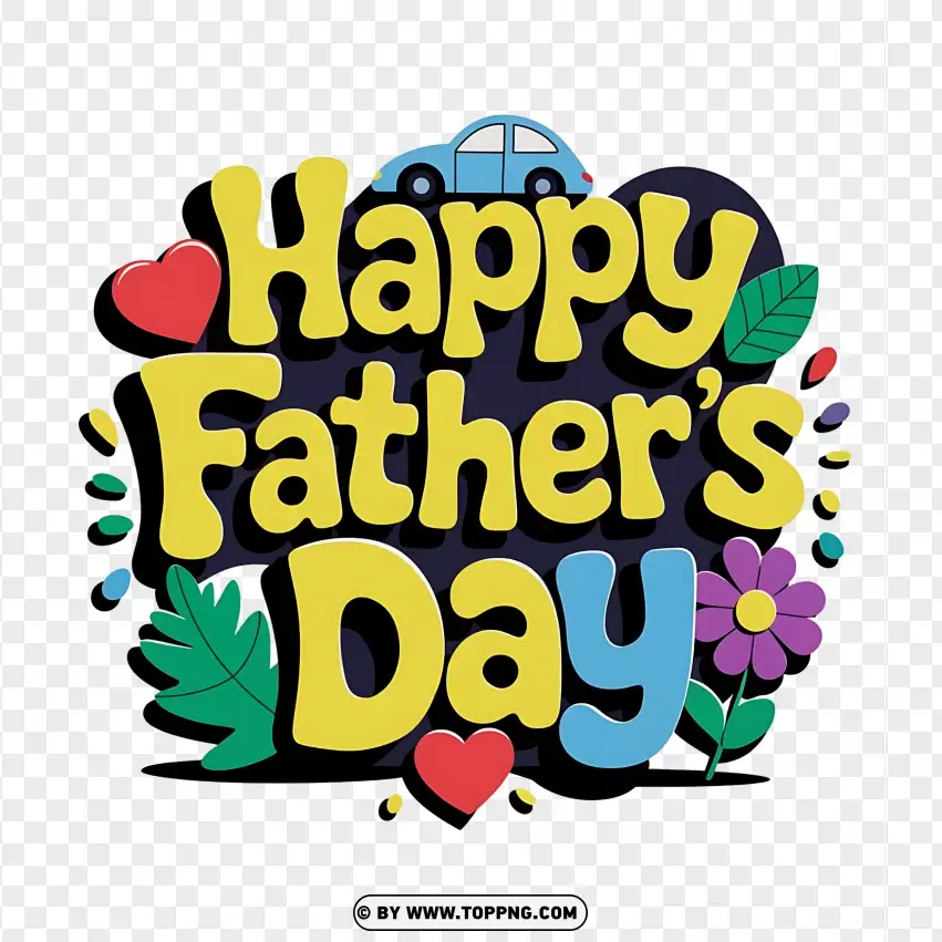 Fathers Day Greeting With Floral Wreath PNG Transparent Background