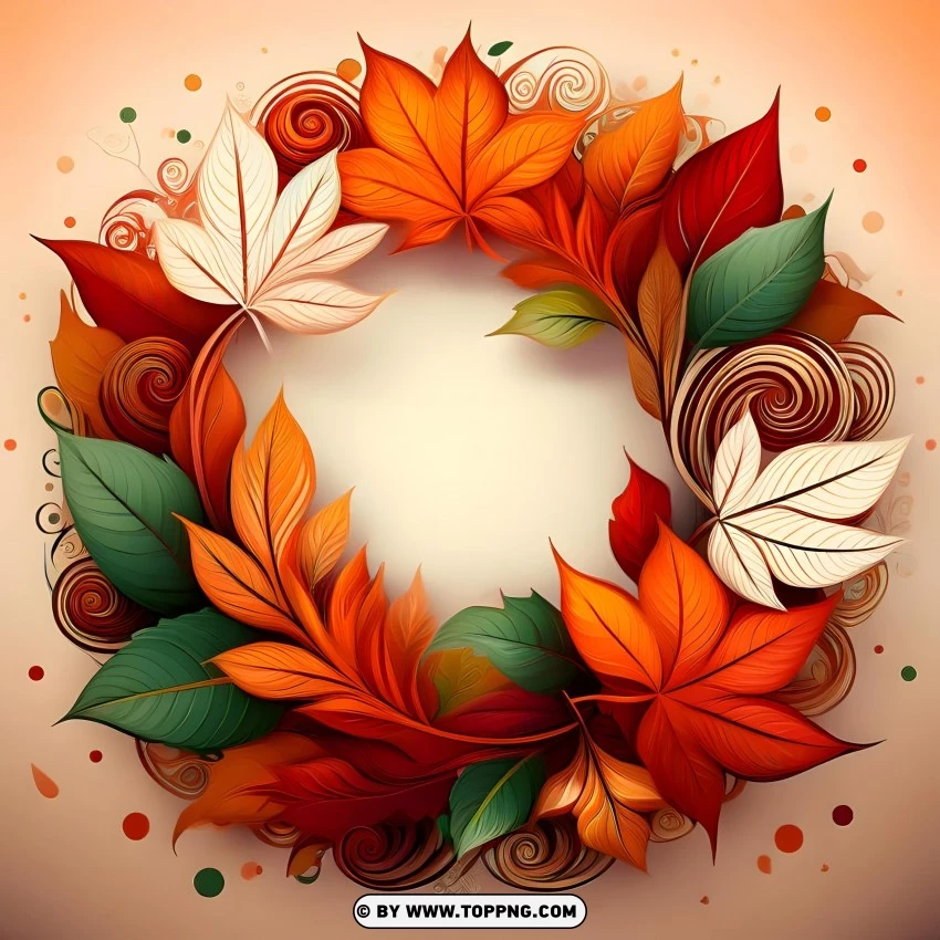 Colorful Illustration With Autumn Leaves Around Card | TOPpng