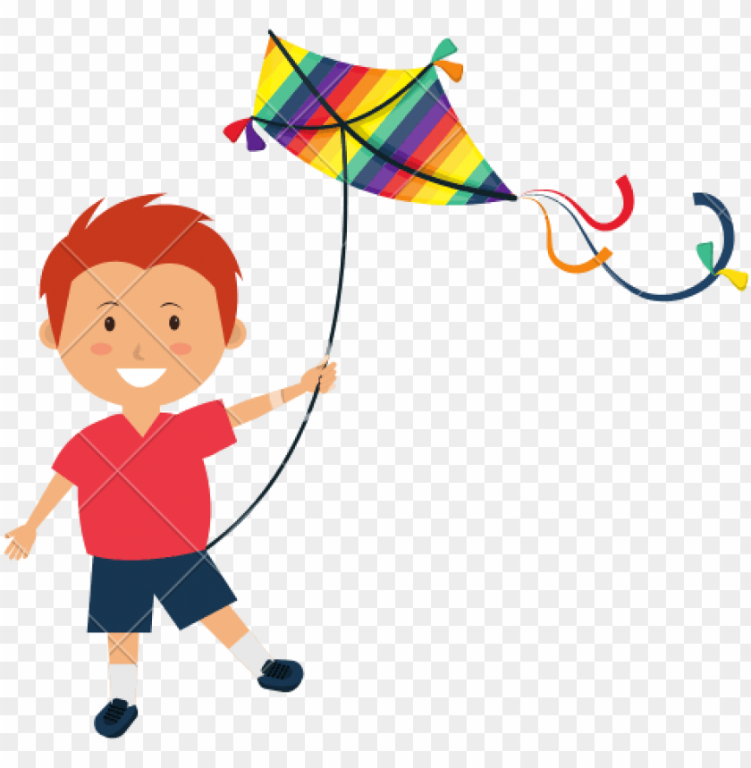 colorful kite flying - dibujos animadas de niña jugando con una cometa, kite