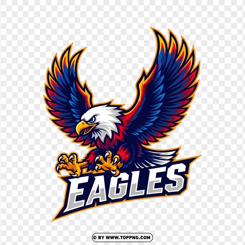 A colorful, detailed eagle mascot logo with branding that includes the word 'Eagles' and a shield.