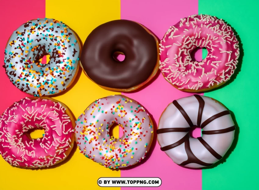 Colorful Sprinkled Donuts on a Vibrant Background