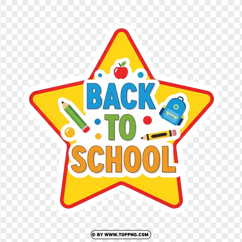 Colorful Star Sticker Back To School PNG Transparent Background