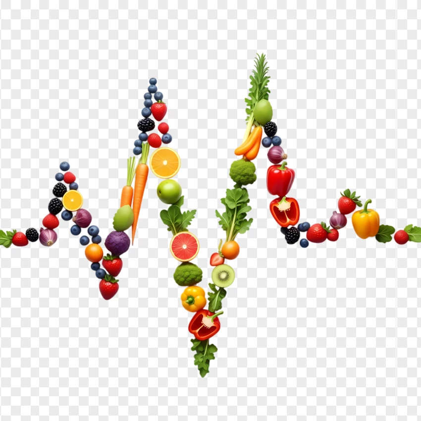 Colorful Wellness Pulse Made Of Fresh Food PNG Transparent Background