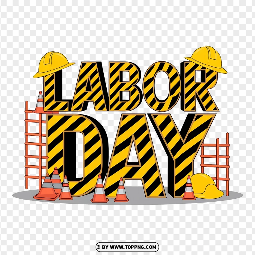 Labor Day Logo with Hard Hats and Construction Safety Elements png