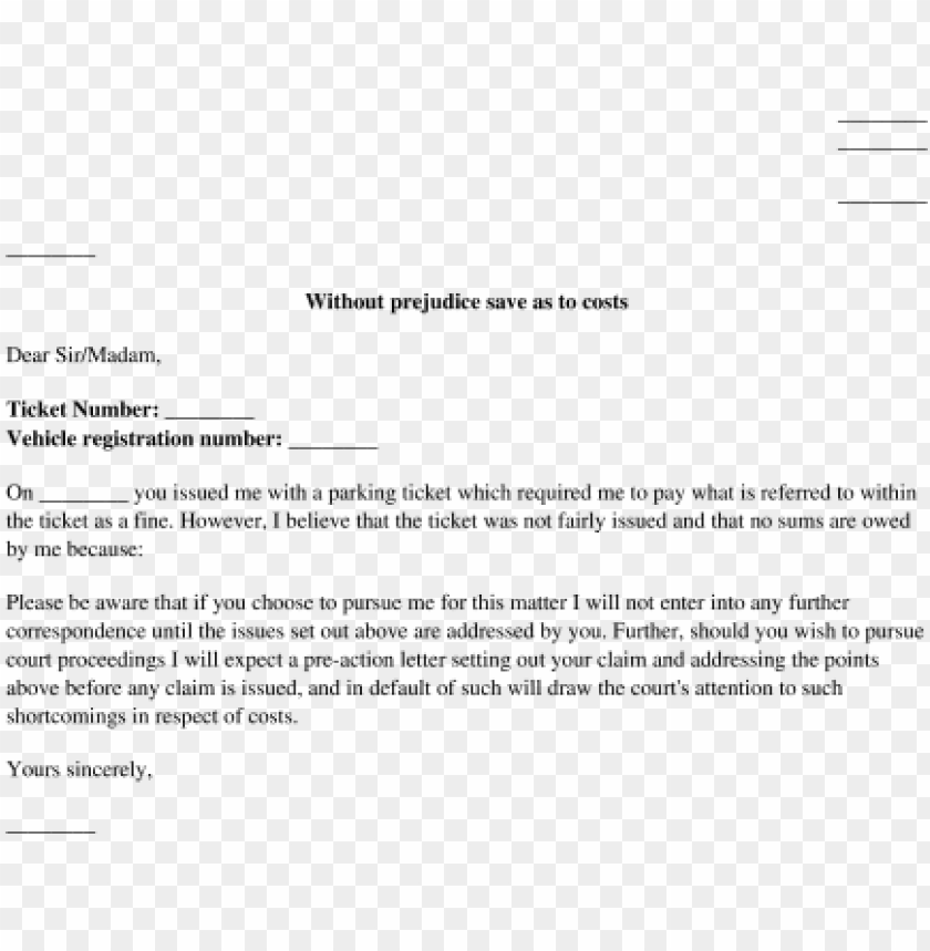 Free download HD PNG contesting a parking ticket letter template