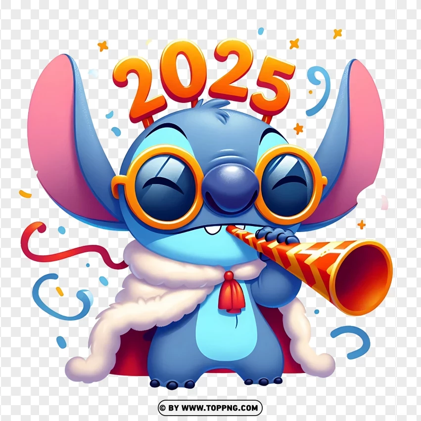 Cool Stitch With Party And 2025 Glasses For New Year PNG Transparent Background