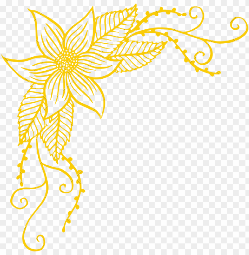 Corner Border - Yellow Corner Flower PNG Transparent Background