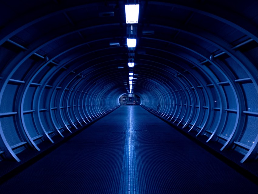 corridor, room, symmetry, blue
