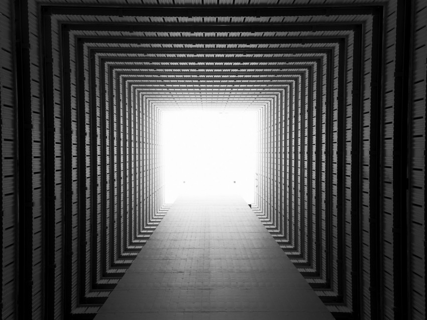corridor, symmetry, geometry, architecture, light, perspective