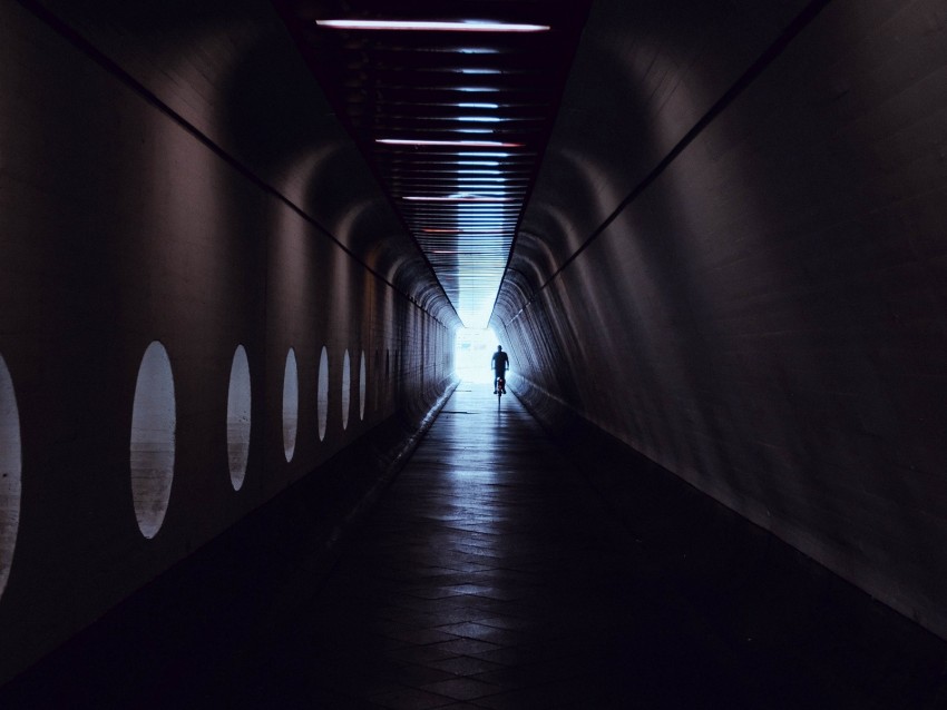 corridor, tunnel, dark, silhouette, light