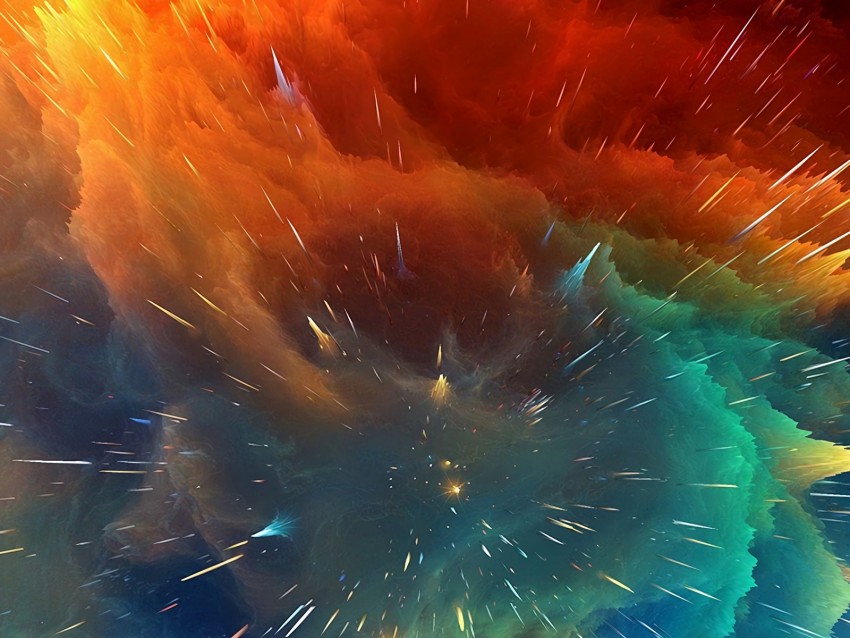 cosmic explosion, bright, lines, shapes, volume
