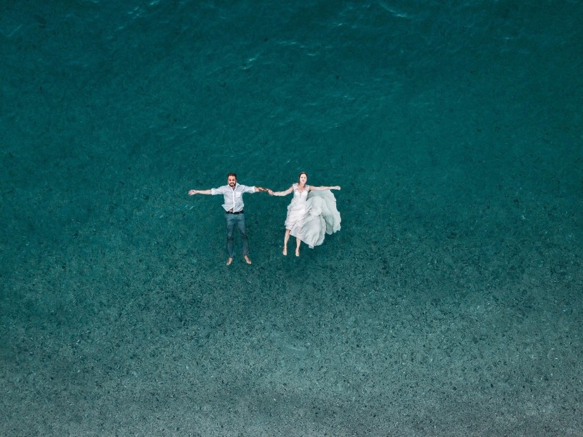 couple, water, aerial view, romance, love