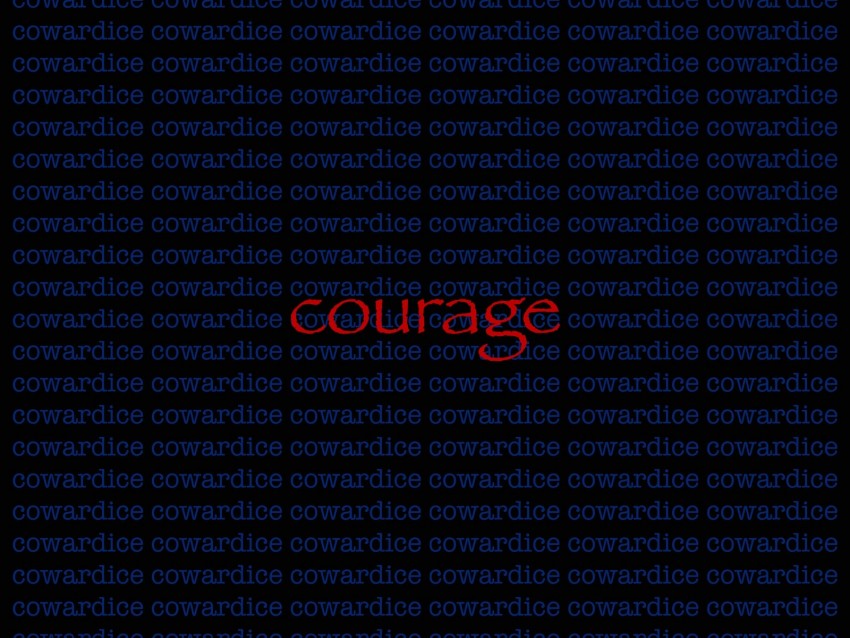 courage, cowardice, inscription, words