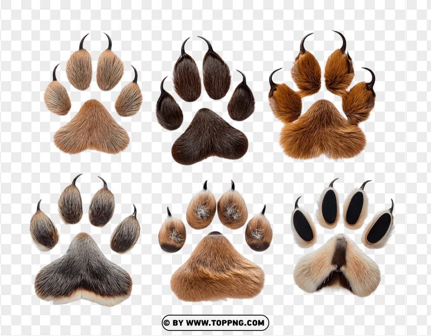 Set Of Coyote Paw Prints In Various Colors PNG Transparent Background