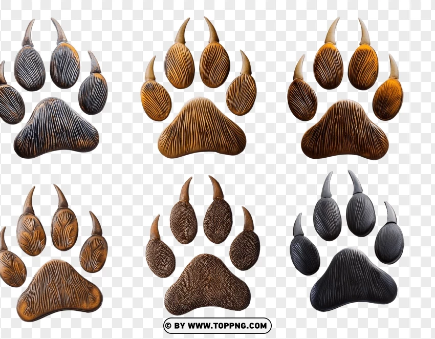 Coyote Paw Prints In Brown And Black Tones PNG Transparent Background