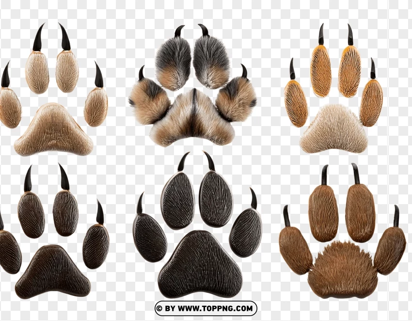 Coyote Paw Prints In Various Colors And Sizes PNG Transparent Background