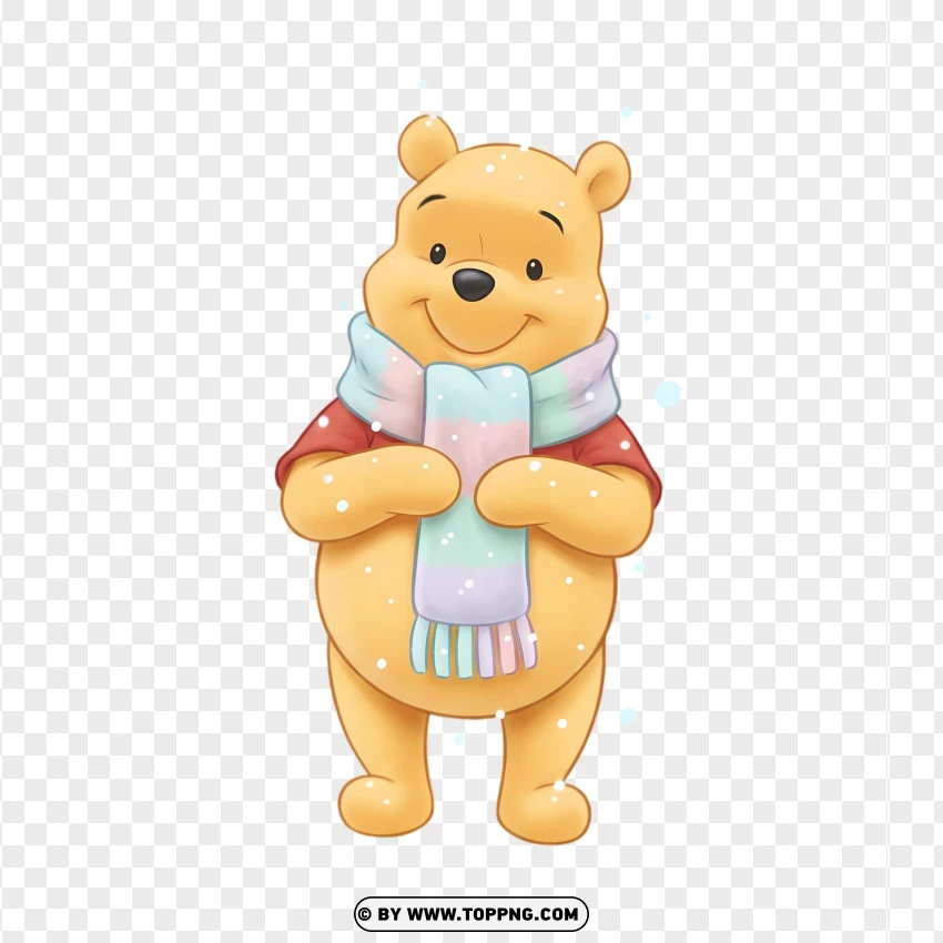 Cozy Scarf Look For Winnie The Pooh PNG Transparent Background