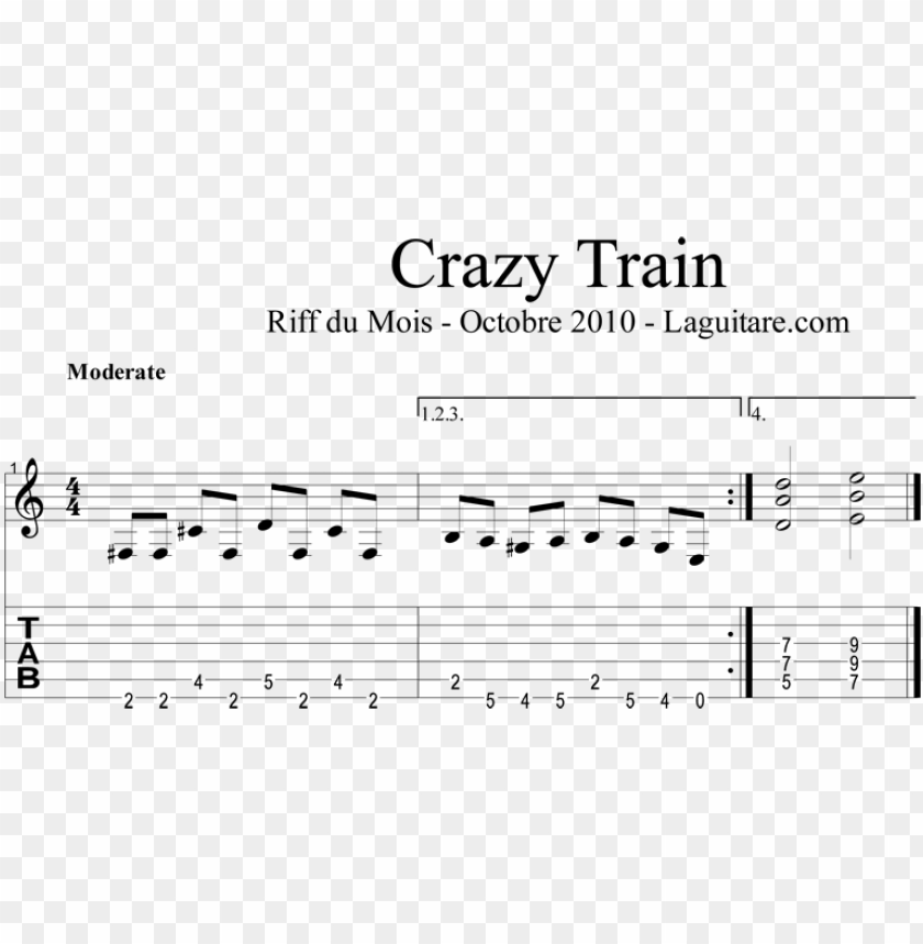 Crazy Train Par Benjamin Sertelon - Sheet Music PNG Transparent With Clear Background ID 440199