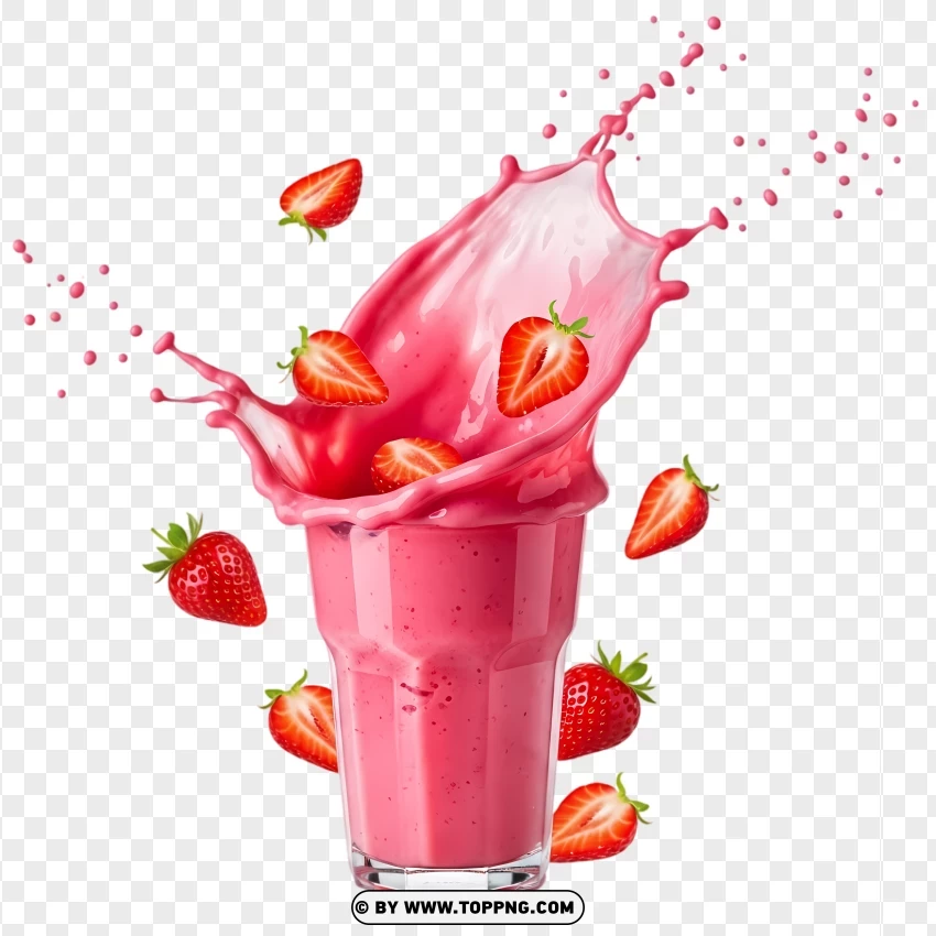 Creamy Pink Shake With Energetic Burst PNG Transparent Background