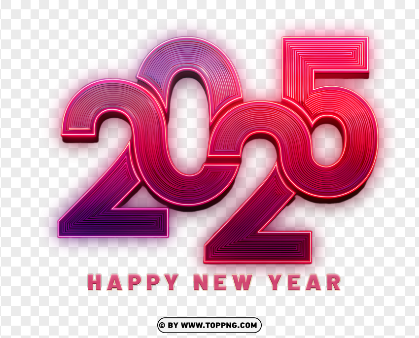 Creative Neon Red And Pink Design For 2025 New Year png