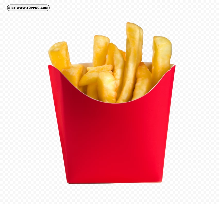 Crispy Fries In HD Red Kraft Box With Transparent Background