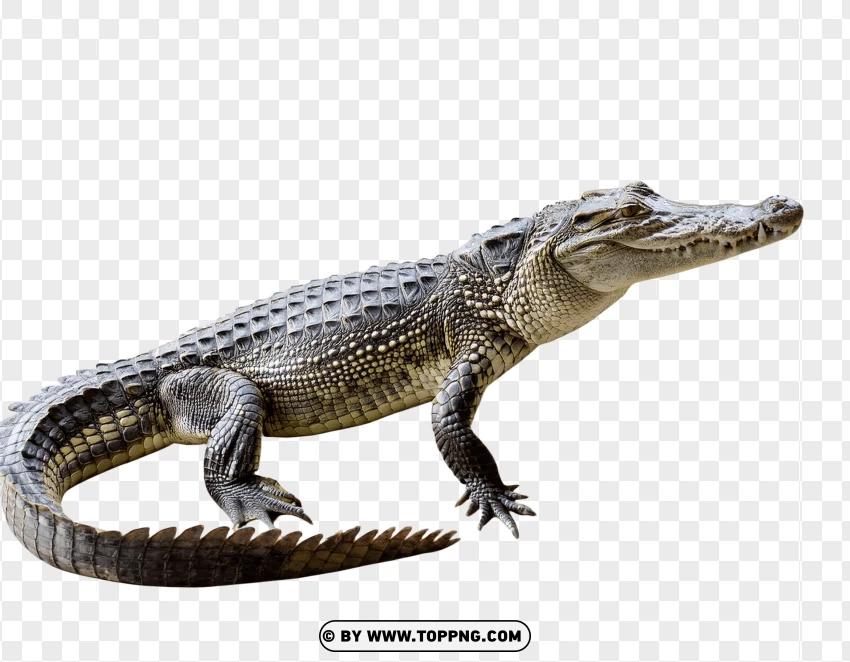 Crocodile In Side View Walking Pose PNG Transparent Background