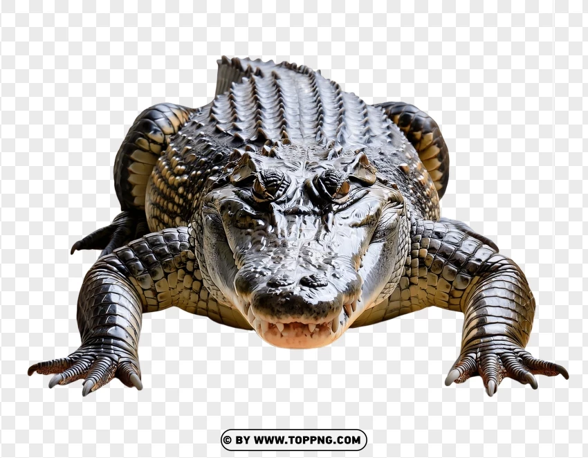 Crocodile Front Facing In Defensive Stance PNG Transparent Background