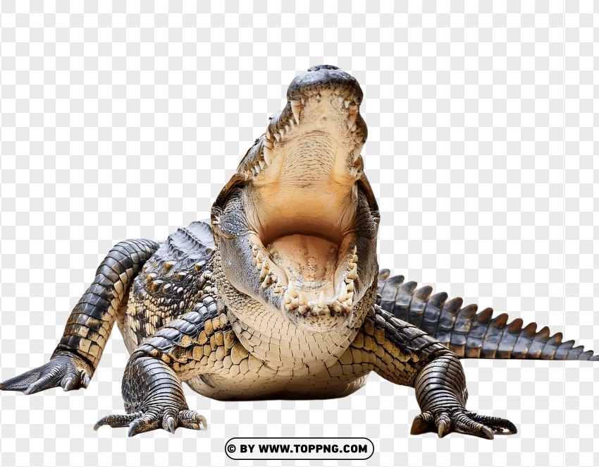 Crocodile Front With Wide Open Mouth PNG Transparent Background