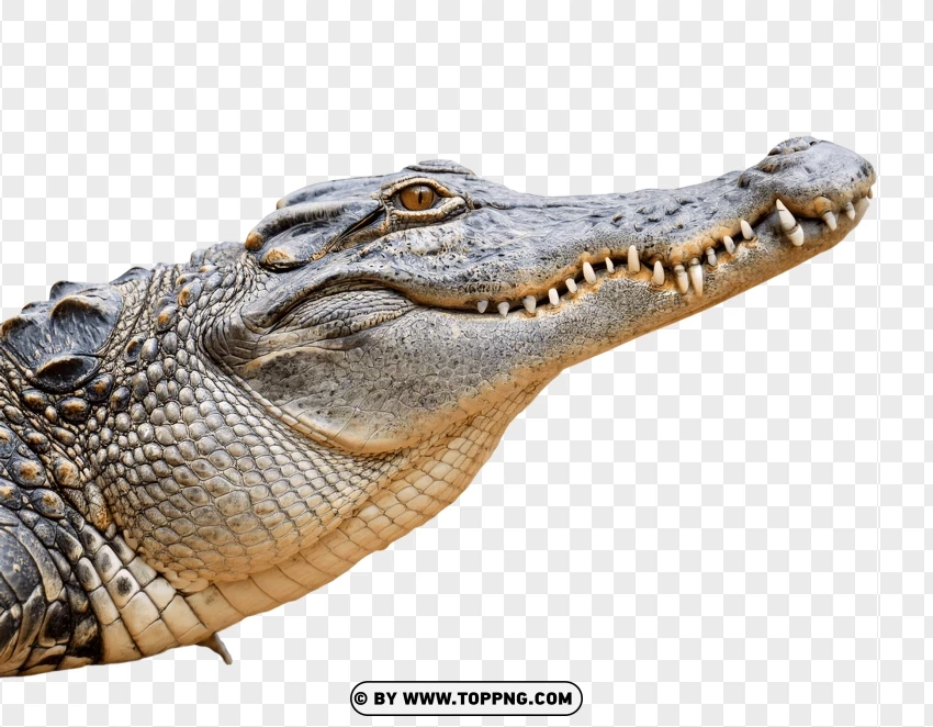 Crocodile Head In Left Profile Close-up PNG Transparent Background