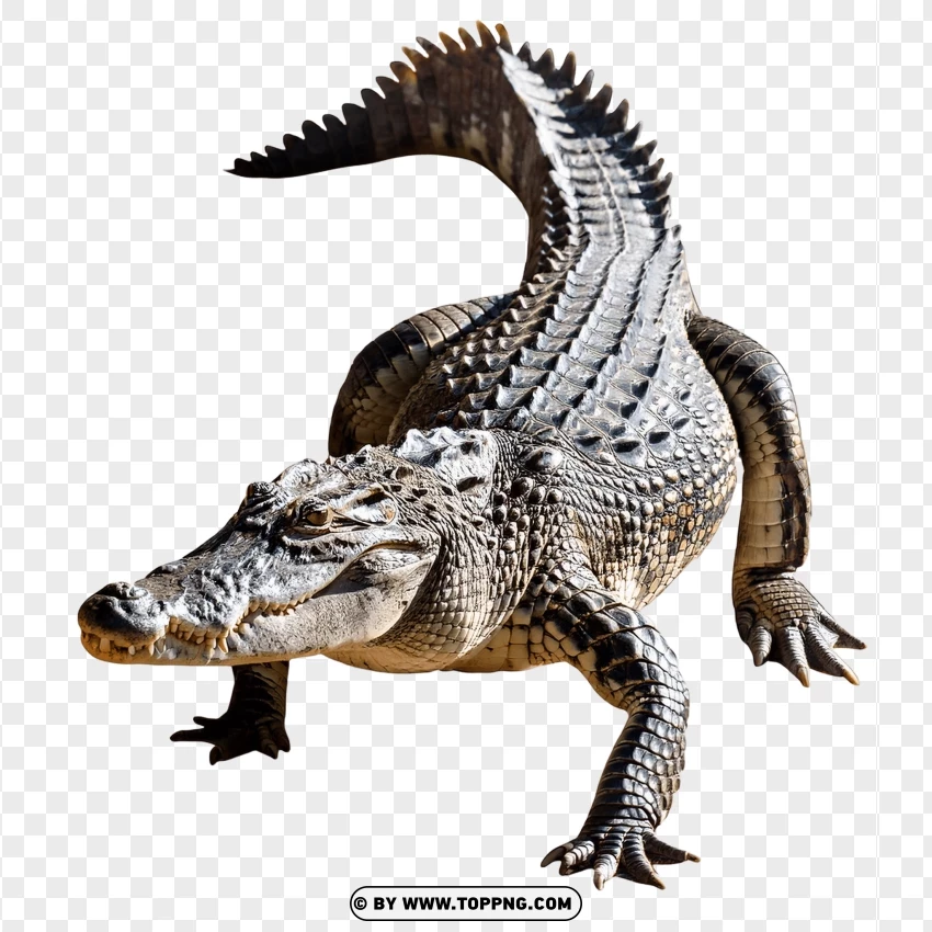 Crocodile Walking In A Natural Wildlife Pose PNG Transparent Background