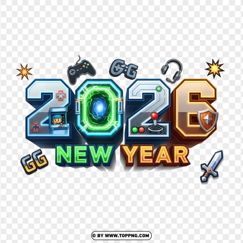 Cross-game Inspired 2026 Typography Design PNG Transparent Background