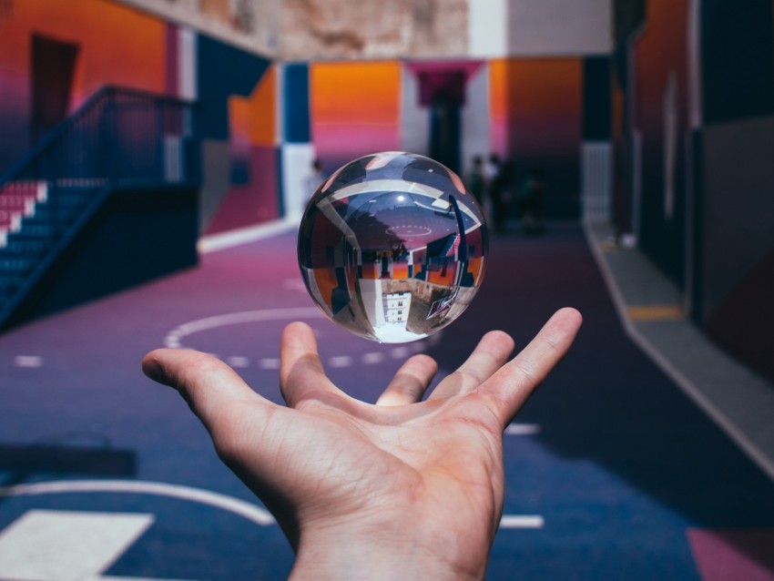 crystal ball, ball, sphere, hand, toss