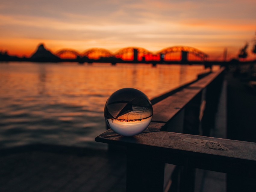 crystal ball, sphere, reflection, sunset, twilight